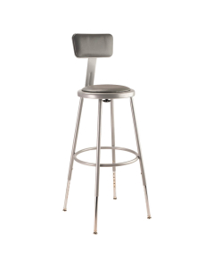NPS 25" - 33" Height Adjustable Padded Round Science Lab Stool, Backrest
