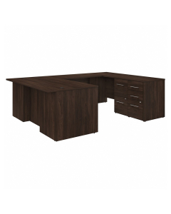 Bush Business Furniture Office 500 72" W Executive Breakfront U-Shaped Desk Set with File Storage (Shown in Walnut)