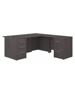 Bush Business Furniture Office 500 72" W L-Shaped Executive Breakfront Office Desk with Pedestals (Shown in Grey)