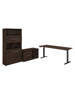 Bush Business Furniture Office 500 72" W Height-Adjustable Office Desk Set with Storage (Shown in Black Walnut)