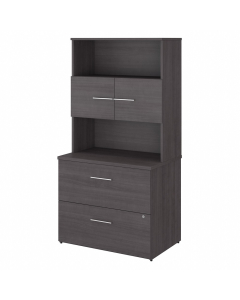 Bush Business Furniture Office 500 36" W 2-Drawer Lateral File Cabinet with Hutch (Shown in Grey)