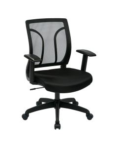 Office Star Work Smart Mesh-Back Fabric Mid-Back Task Chair, Black