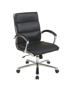 Office Star Work Smart Faux Leather Mid-Back Executive Office Chair (Shown in Black)