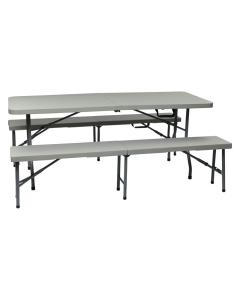 Office Star 3-Piece Multi-Purpose Resin Folding Table And Bench Set 