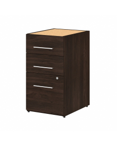 Bush Business Furniture Office 500 16" W 3-Drawer Box/Box/File Pedestal Cabinet (Shown in Black Walnut)