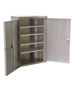 Omnimed 22" W x 12" D x 30" H 4-Shelf Stainless Steel Double Door Narcotic Cabinet