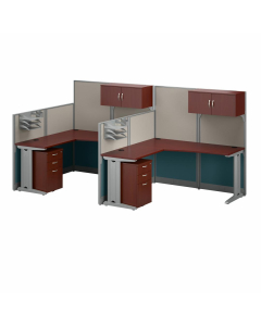BBF Office-in-an-Hour 2 Person L-Shaped Workstation (Shown in Hansen Cherry)