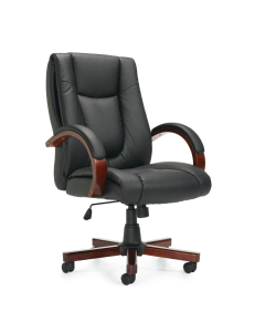 Offices to Go Luxhide Executive Chair with Wood Arms and Base
