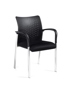 Offices to Go OTG11740B Plastic Back Mesh Stacking Guest Chair with Arms