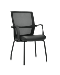 Offices to Go Mesh Back Armchair with Luxhide Seat (Shown with glides)