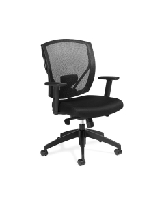 Offices to Go OTG2801 Synchro-Tilt Mesh-Back Fabric Mid-Back Office Chair - Shown in Black