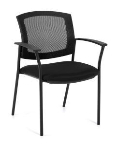 Offices to Go OTG2809 Mesh-Back Fabric High-Back Guest Chair - Shown in Black