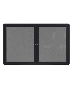 Ghent 34" x 47" 2-Door Ovation Beige Fabric Bulletin Board, Grey