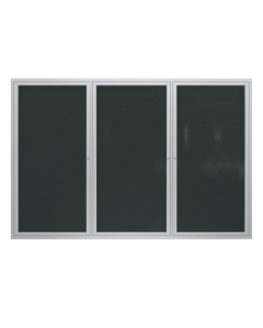 Ghent 72" x 48" 3-Door Satin Aluminum Frame Enclosed Vinyl Bulletin Board (Shown in Ebony)