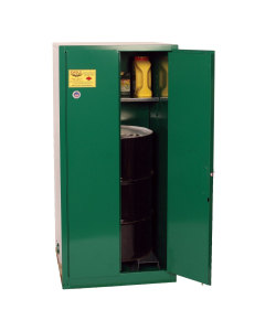 Eagle PEST26 Manual Two Door Vertical Drum Pesticides Safety Cabinet with Rollers, 55 Gallons, Green (Example of Use)