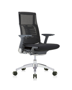 Eurotech Powerfit Mesh-Back Fabric High-Back Executive Office Chair, Black Frame (Shown in Black)
