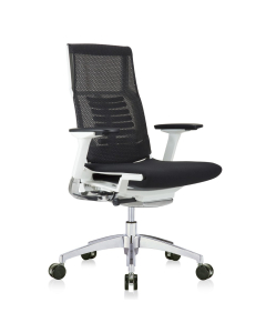 Eurotech Powerfit Mesh-Back Fabric High-Back Executive Office Chair, White Frame (Shown in Black)