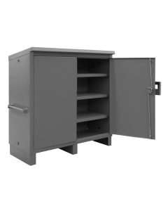 Durham Steel JSC-602460-95 Heavy Duty 16 Gauge 61-1/8" x 24" x 62" Jobsite Storage Cabinet With 3 Shelves