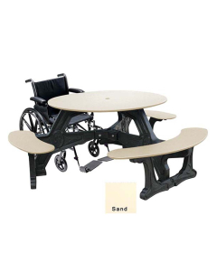 Polly Products BOTHA Bodega Series Universal Access Tables Shown in Black Base & Sand Top