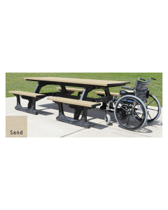 Polly Products CMT Commons Series ADA Compliant On 2 Ends Tables Shown in Black Base & Sand Top