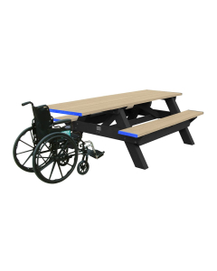 Polly Products DPTHA Deluxe Series ADA Compliant Picnic Tables Shown in Black Base & Sand Top