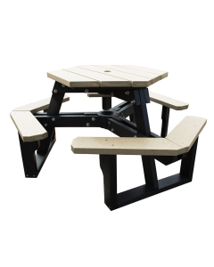 Polly Products OHTY Youth Series Hexagon Tables (Outdoor Shown in Black Base & Sand Top