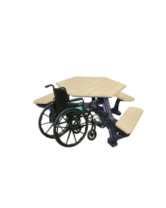 Polly Products PZTHA Plaza Series Universal Access Tables Shown in Black Base & Sand Top