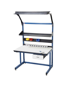 Proline 60" W x 30" D Plastic Laminate Top Cantilever Workbench With Drawer, Power Outlets, Bin Holder, Overhead Light