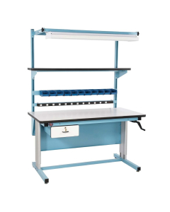 Proline Ergonomic Workbench With Drawer, 12 Outlets, Overhead Light