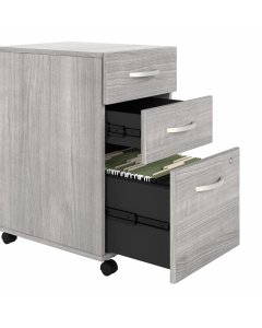 Bush Furniture Studio A 16" W 3-Drawer Mobile File Cabinet, Assembled, Platinum Gray