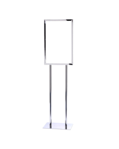 Queue Solutions 14" x 22" Vertical Frame Single Poster Stand, Polished Chrome