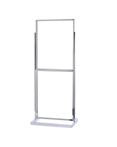 Queue Solutions 22" x 28" Vertical Frame Double Poster Stand, Polished Chrome