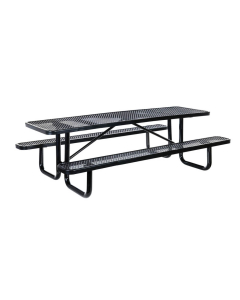 Vestil 96" W x 30" D Steel Picnic Table With Expanded Rectangle Metal Top (Shown in Black)