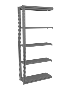 Tennsco 36" W x 12" D 5-Shelf Steel Shelving Open-Back Adder Unit for Z-Line Shelving, Medium Grey