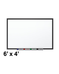 Quartet Premium DuraMax 6' x 4' Black Frame Porcelain Magnetic Whiteboard