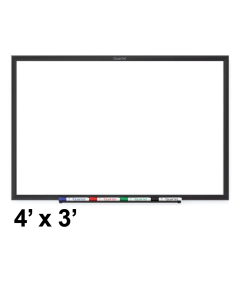 Quartet 4' x 3' Black Aluminum Frame Classic Magnetic Whiteboard