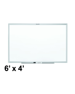 Quartet 6' x 4' Silver Aluminum Frame Magnetic Painted Steel Whiteboard