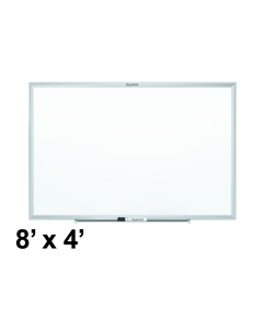 Quartet 8' x 4' Silver Aluminum Frame Magnetic Painted Steel Whiteboard
