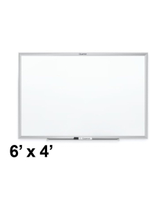 Quartet Classic 6' x 4' Silver Aluminum Frame Melamine Whiteboard