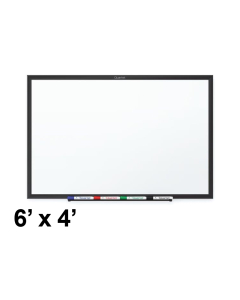 Quartet Classic 6' x 4' Aluminum Black Frame Melamine Whiteboard