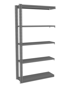 Tennsco 42" W x 12" D 5-Shelf Steel Shelving Open-Back Adder Unit for Z-Line Shelving, Medium Grey