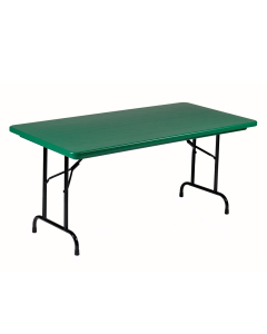 Correll Heavy-Duty 48" W x 24" D Height Adjustable 17" - 27" Rectangular Colored Folding Table (Shown in Green)