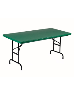 Correll Heavy-Duty 60" W x 30" D Height Adjustable 22" - 32" Rectangular Colored Folding Table (Shown in Green)
