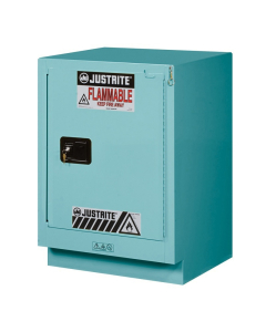 Justrite ChemCor Fume Hood 15 Gal Self-Closing Corrosive Chemical Storage Cabinet, Right-Hand (Shown in Blue)