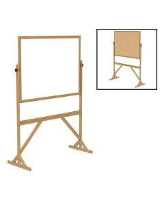 Ghent Dry Erase and Natural Cork 4' x 3' Wood Frame Reversible Whiteboard Stand