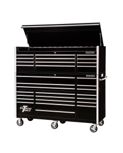 Extreme Tools RX7231CR RX Professional Series 72" W x 25" D x 69-1/4" H 12 Drawer Top Chest & 19 Drawer Roller Cabinet Combos (Shown in  Black With Chrome Drawer Pulls)