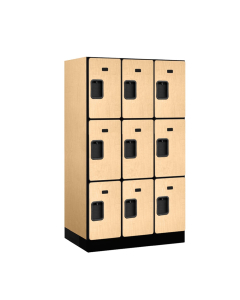 Salsbury 33000 Series 12" Wide Triple Tier 5' High Designer Wood Lockers Shown in Maple