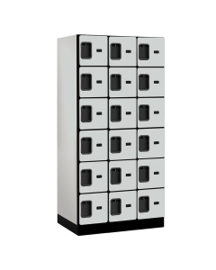 Salsbury 36000 Series 12" Wide Six Tier 6' High Box Style Designer Wood Lockers (Shown in Grey)