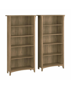 Bush Furniture Salinas Tall 5-Shelf Bookcase, Set of 2 (Shown in Pine)