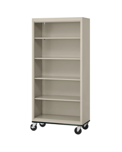 Sandusky 36" W x 18" D x 78" H Mobile Welded Steel Bookcase, Assembled (Shown in Putty)